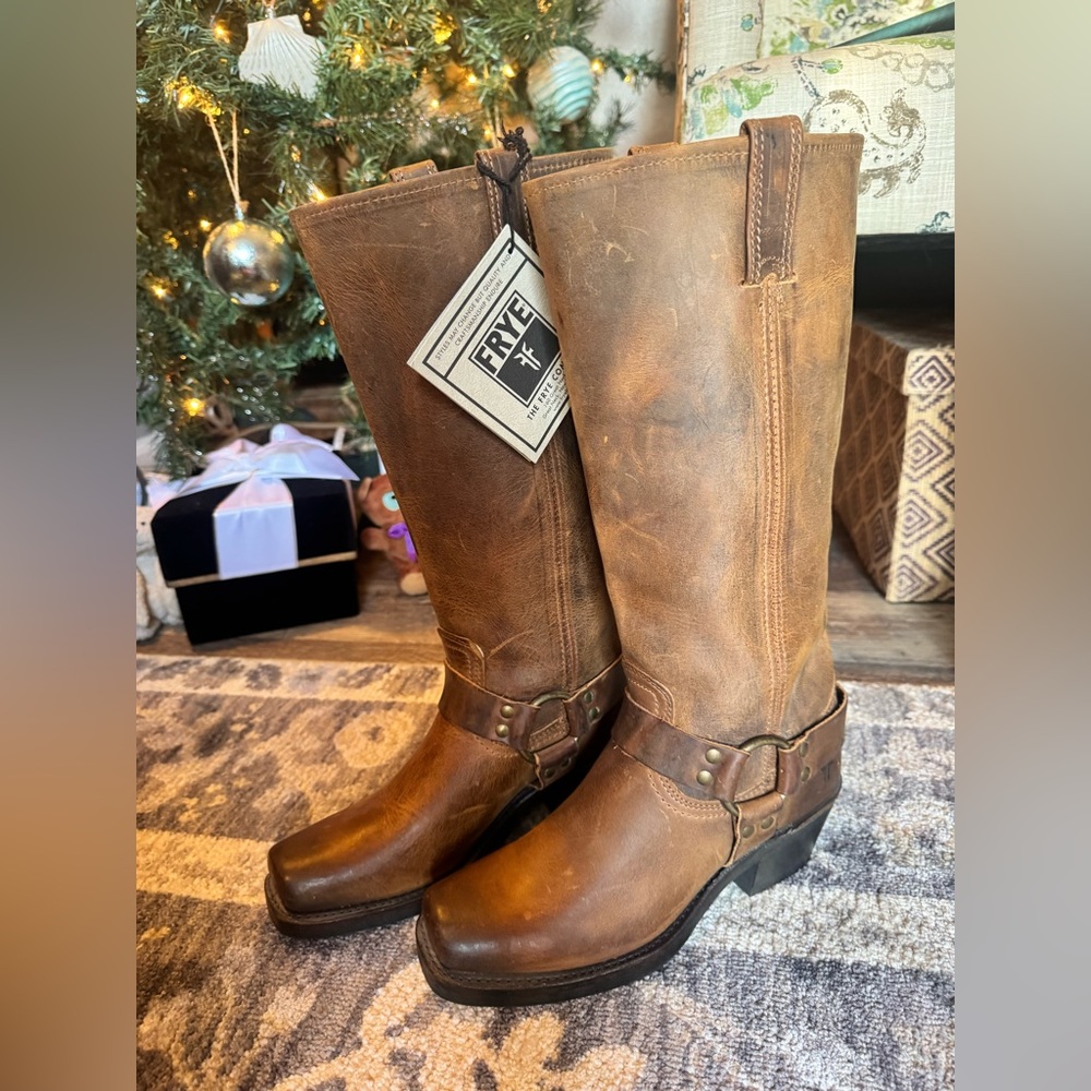 Frye Women’s Leather Harness Tall Boots in Smoke (Brown) | USA Made 🇺🇸 - Picture 3 of 16